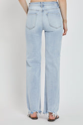 RISEN Women's High Rise Distressed Wide Leg Jeans with Raw Hem - Trendy & Comfortable Denim